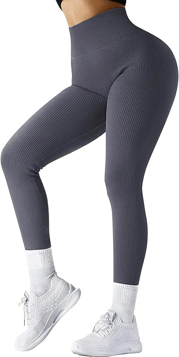 4 Piece Workout Sets For Women Ribbed Leggings Clothes Yoga Sets Active Wear Matching Work Out Sets Gym Pilates Outfits