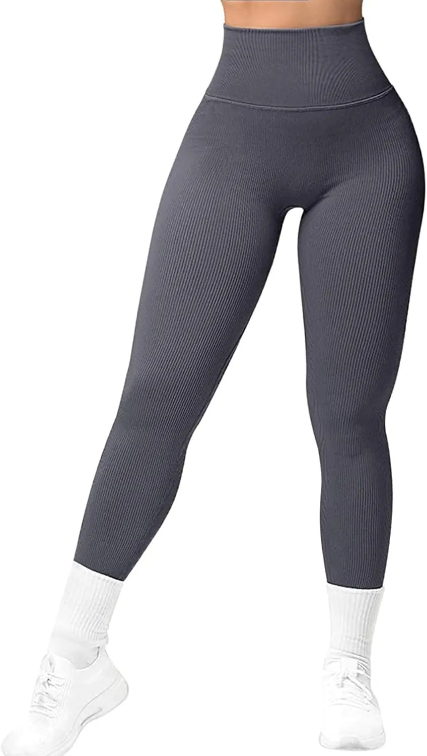 4 Piece Workout Sets For Women Ribbed Leggings Clothes Yoga Sets Active Wear Matching Work Out Sets Gym Pilates Outfits