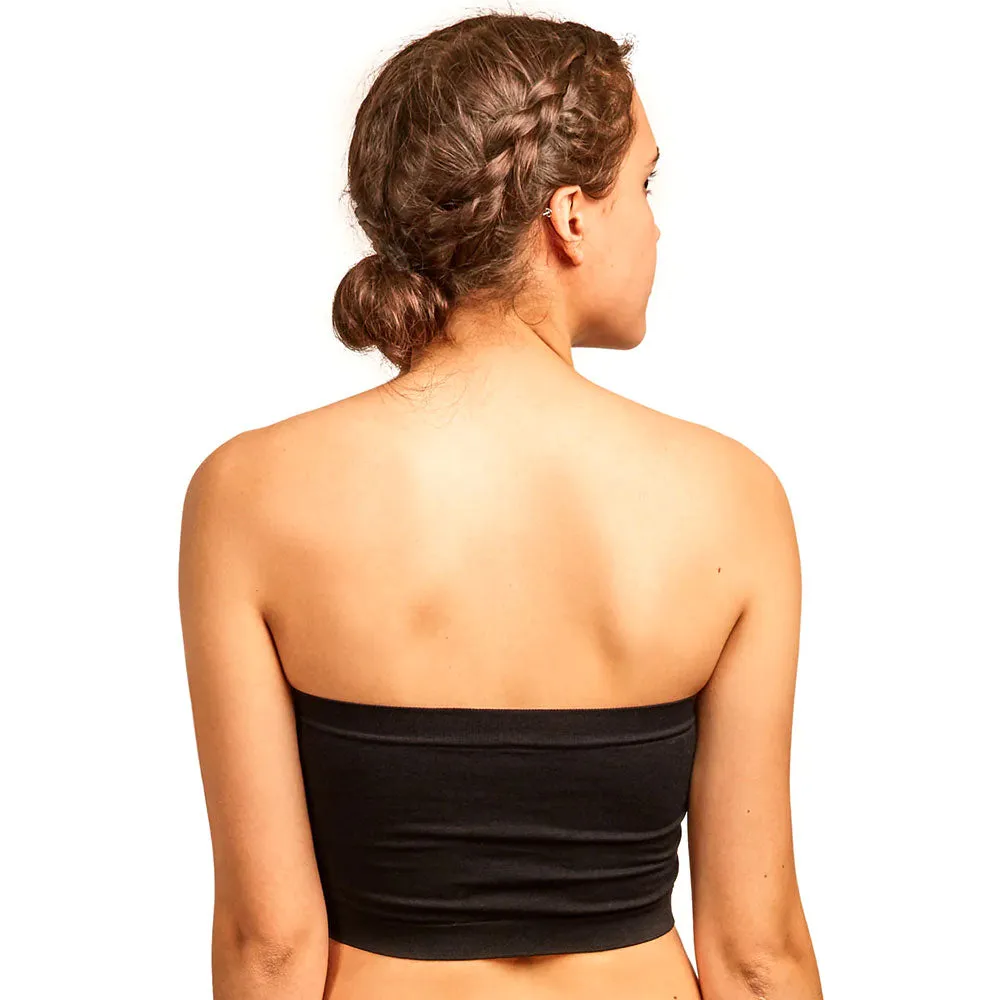 6 Pc Microfiber Bandeau Seamless Strapless Tube Top Bras Multi-Colors One Size