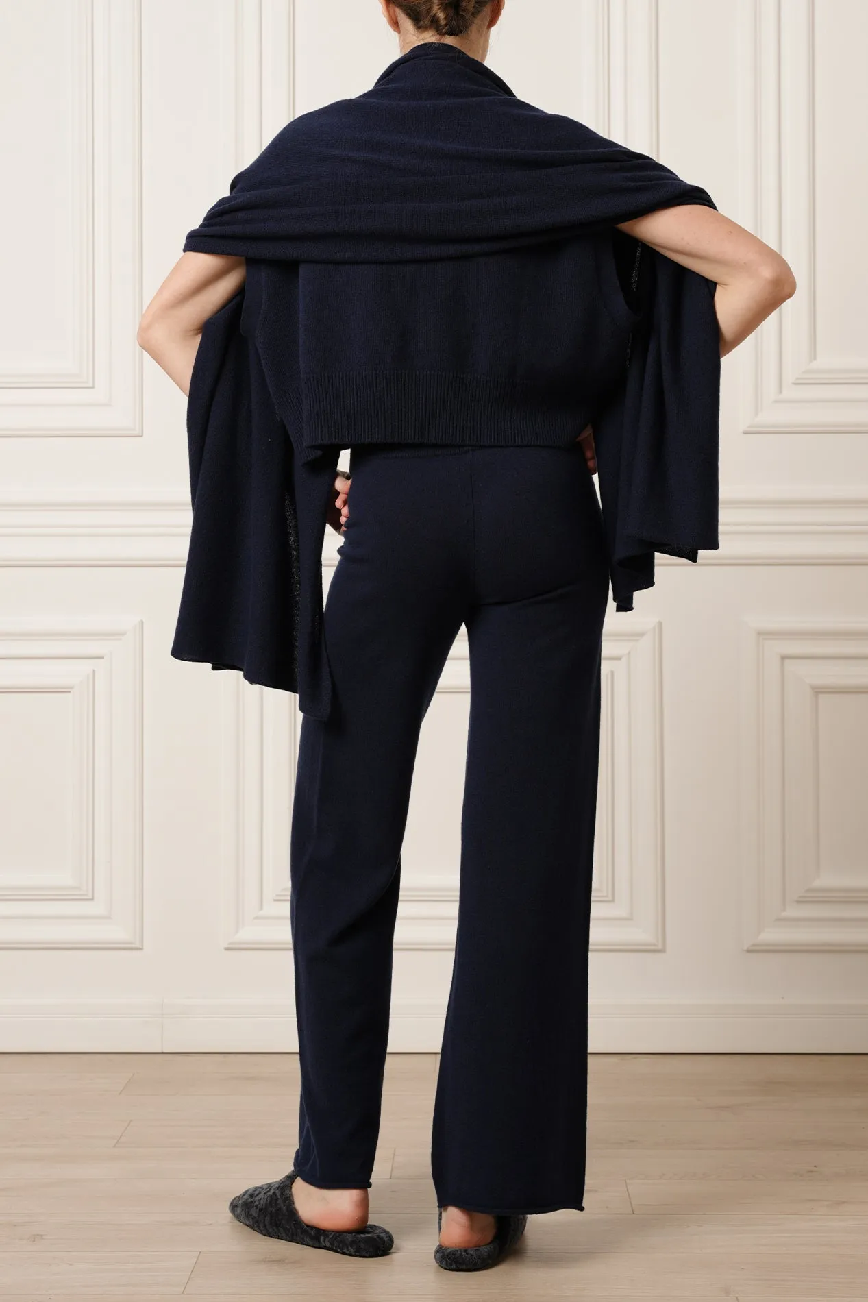 Akeem Cashmere Wide-Leg Pants In Neptune