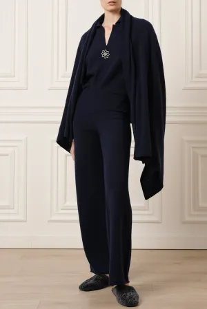 Akeem Cashmere Wide-Leg Pants In Neptune
