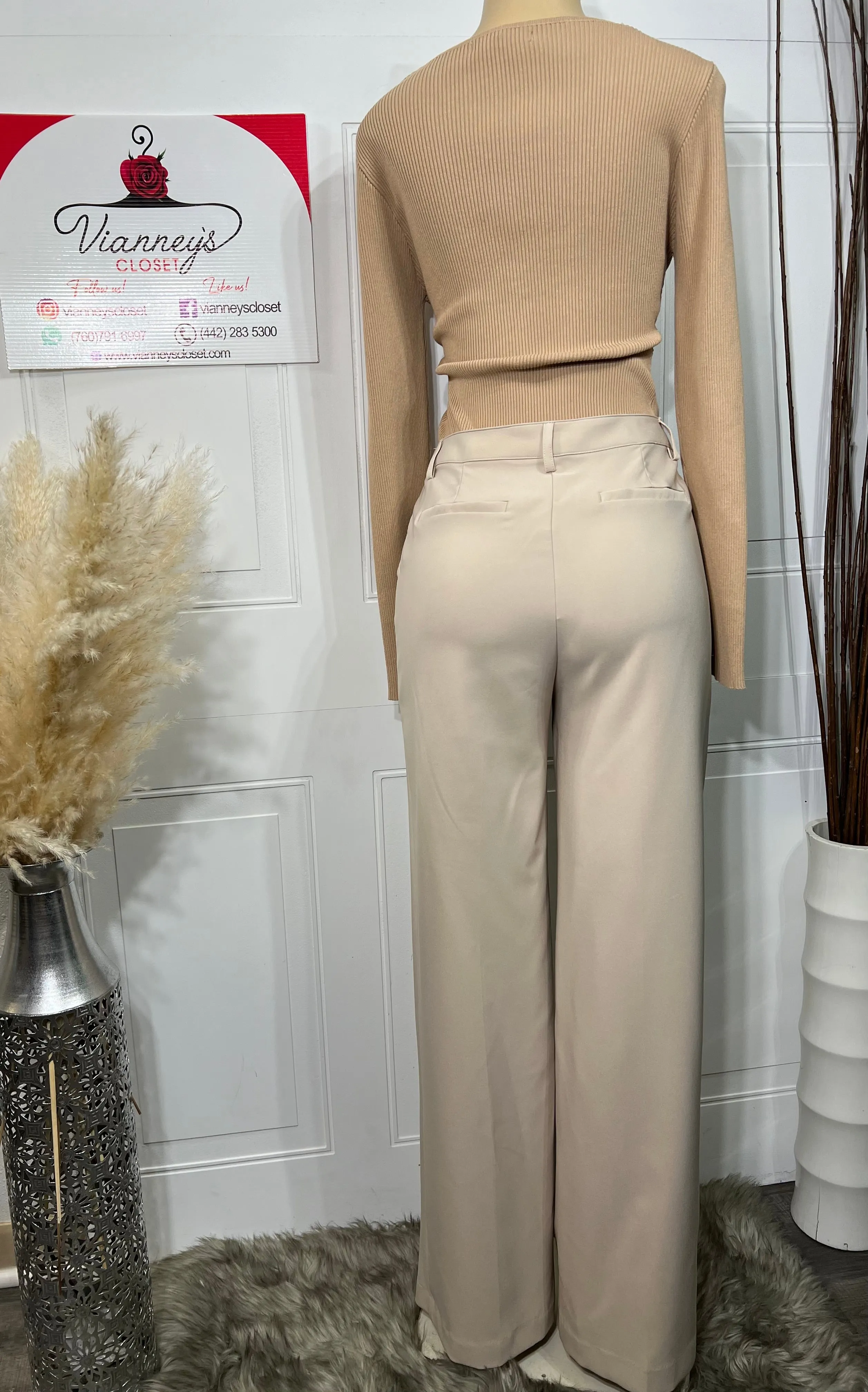 Alinna Ivory or Bubble Gum Straight Leg Pants