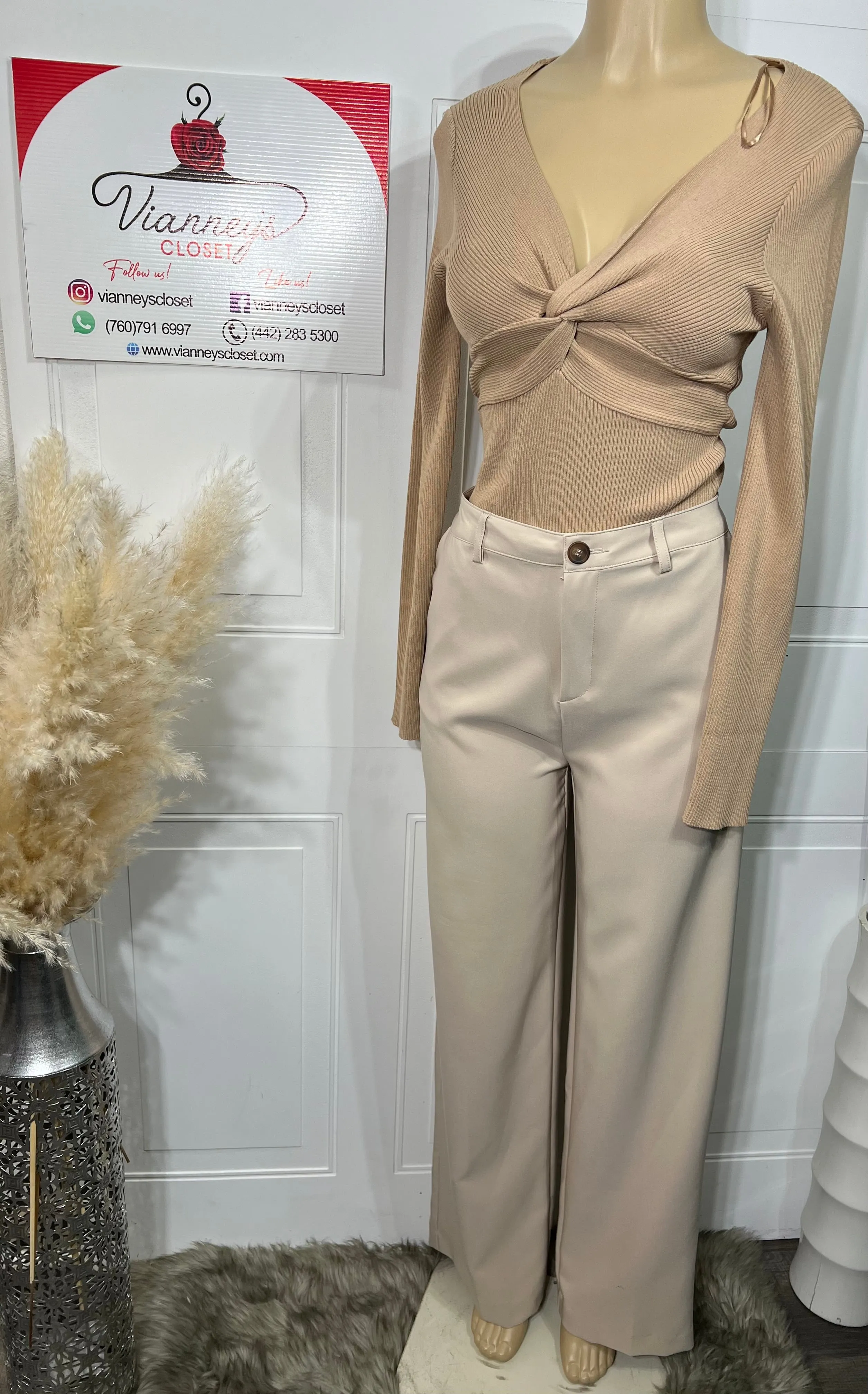 Alinna Ivory or Bubble Gum Straight Leg Pants