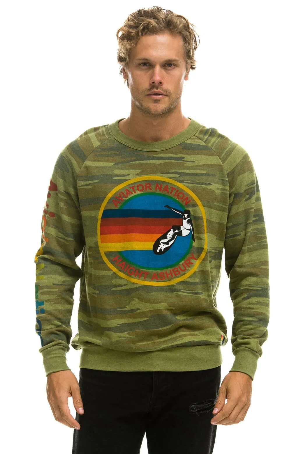 AVIATOR NATION HA - CREW SWEATSHIRT CAMO