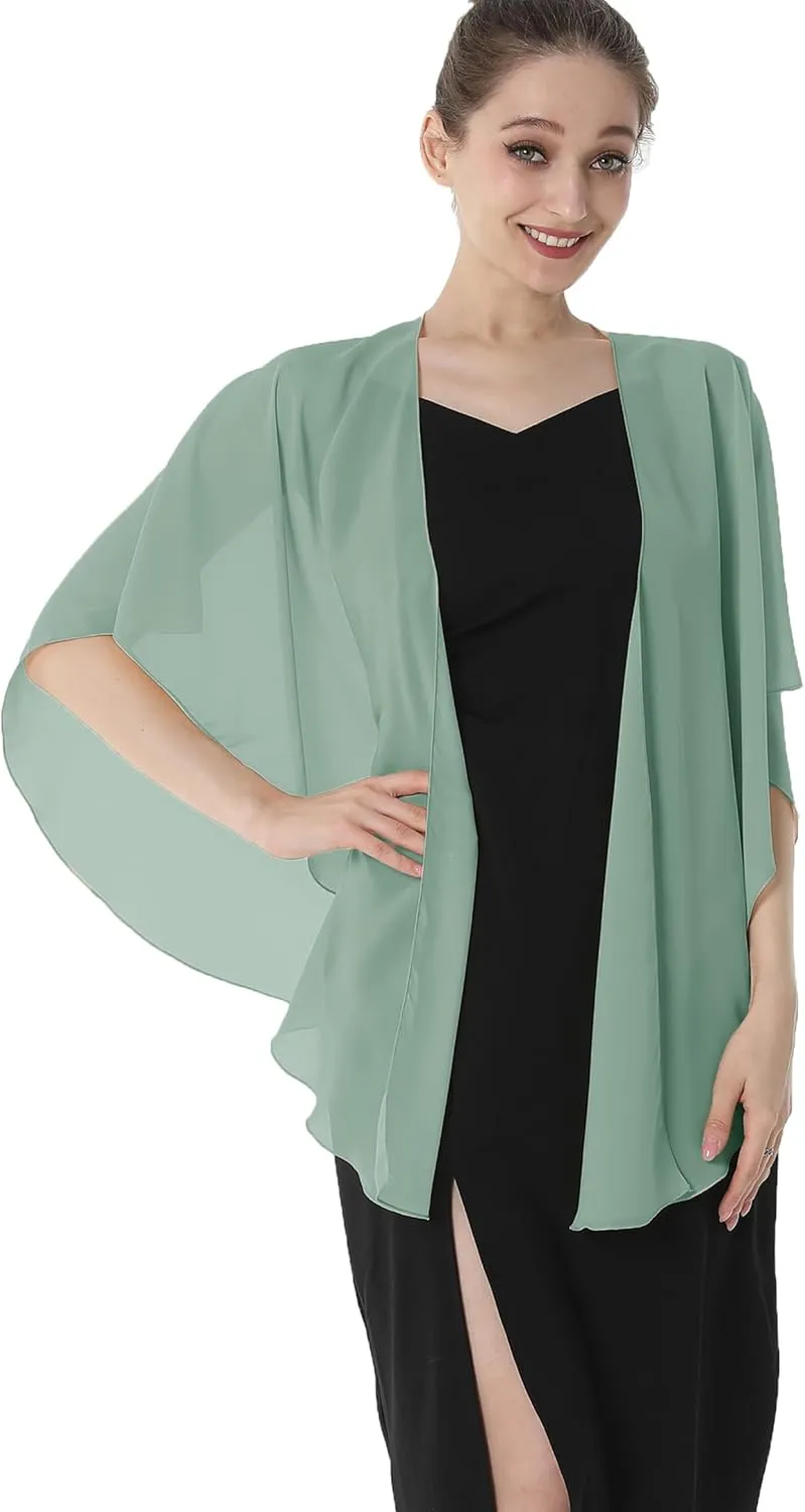 Baoqiya Chiffon Evening Shawl Scarf Wedding Shawls and Wraps for Women Party Bridal Dress on Special Occasion Dresses
