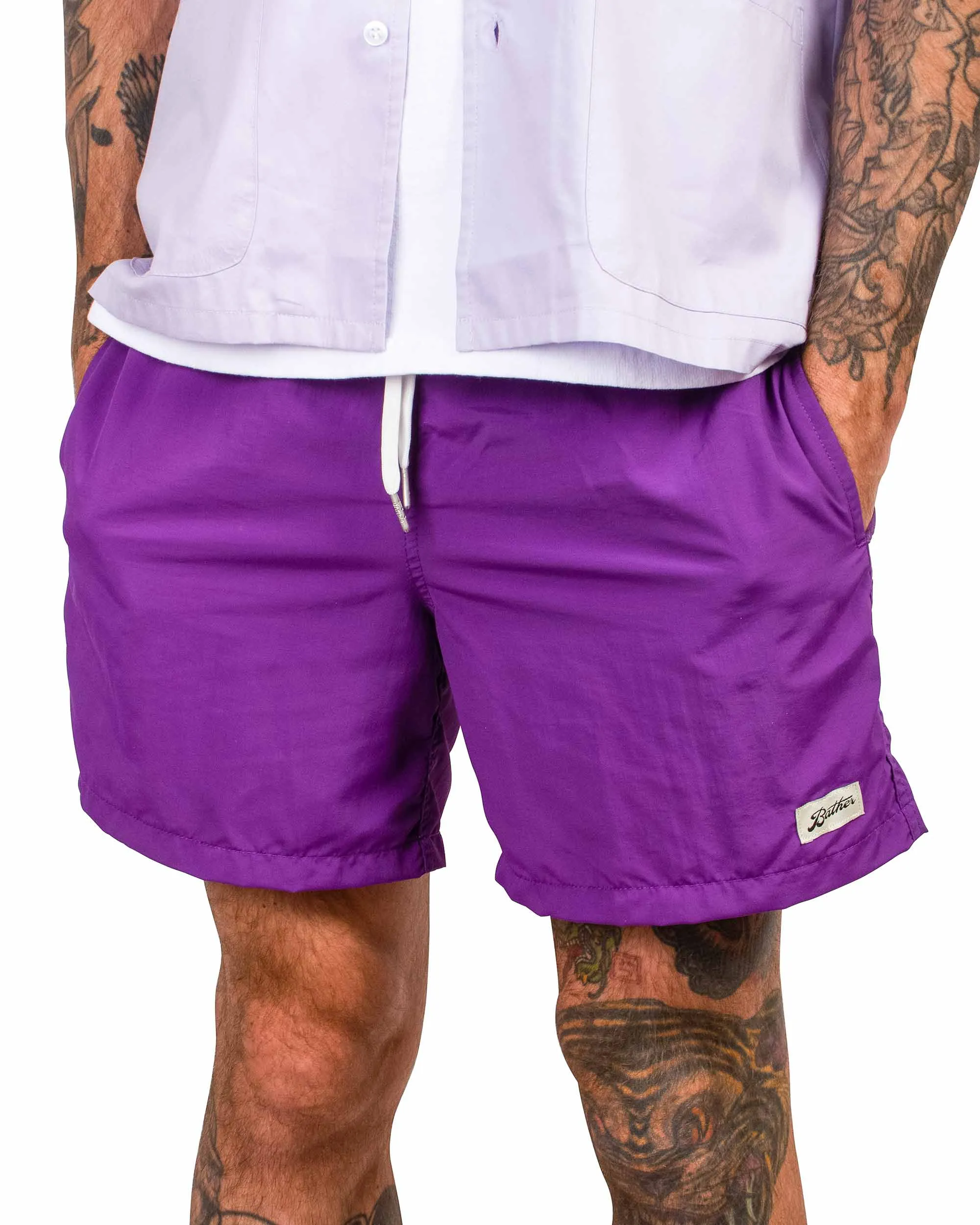 Bather Solid Purple Swim Trunk