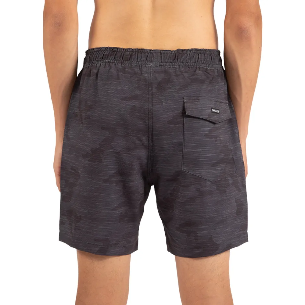 Black Camo 17" 4-way stretch Volley shorts with side pockets