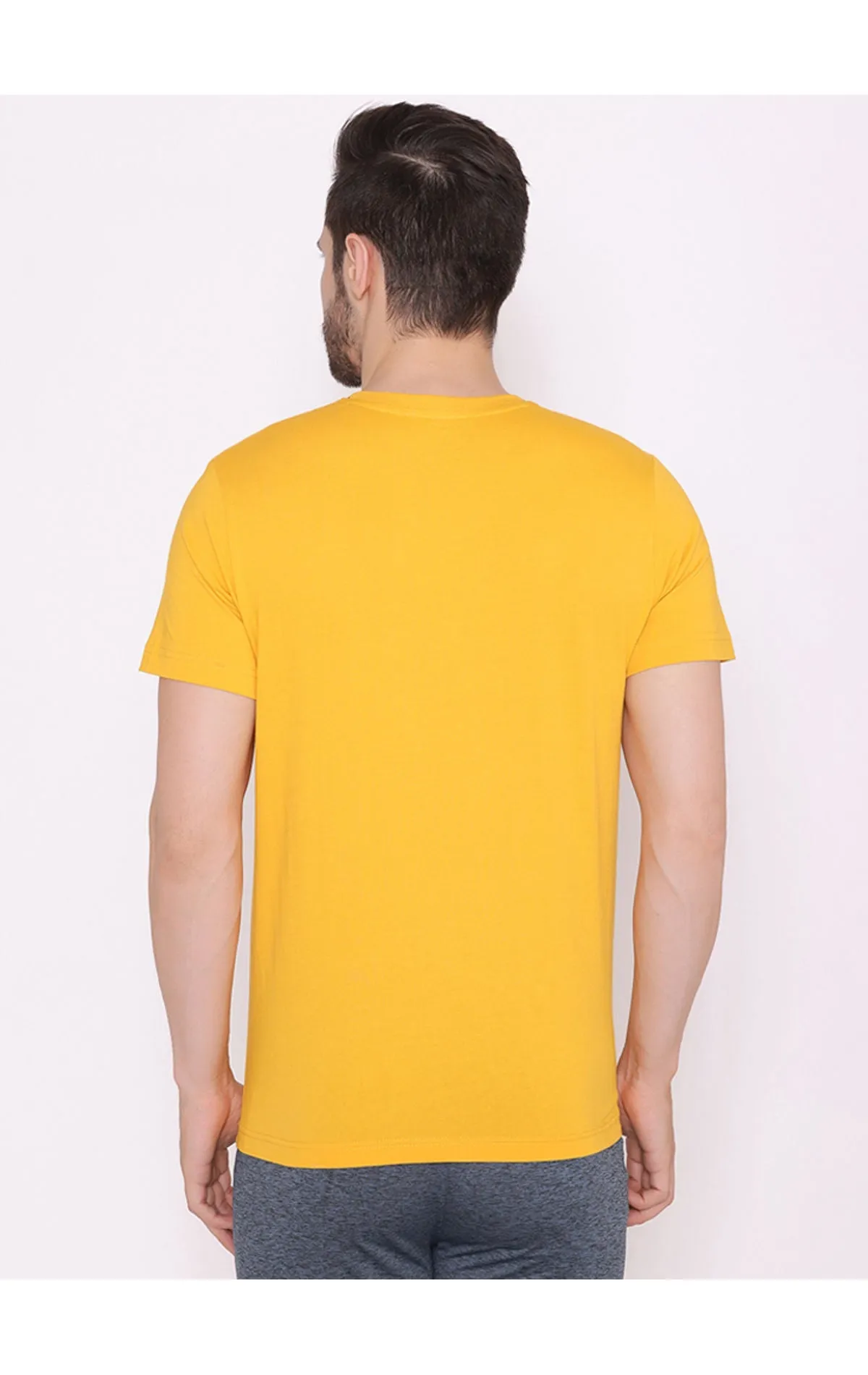 Bodyactive Modern Fit V Neck Half Sleeve T-Shirt for Men-TS60-GOL