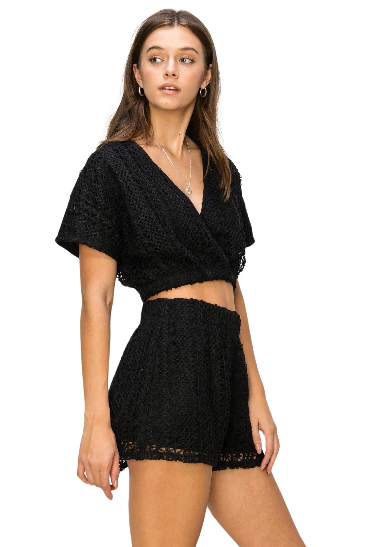 Bohemian Love Crochet Black Shorts