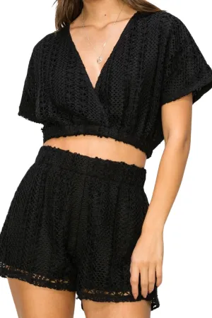 Bohemian Love Crochet Black Shorts
