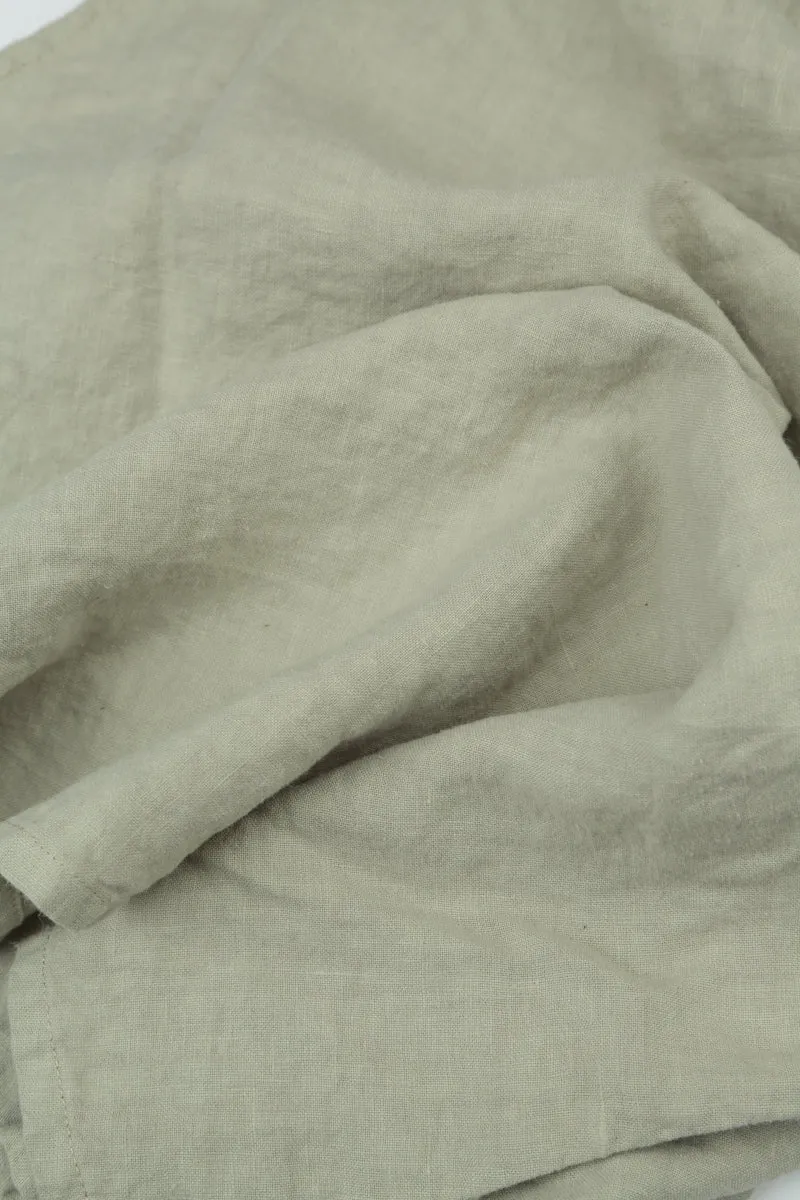 Buttoned Laurel Green Linen Dress