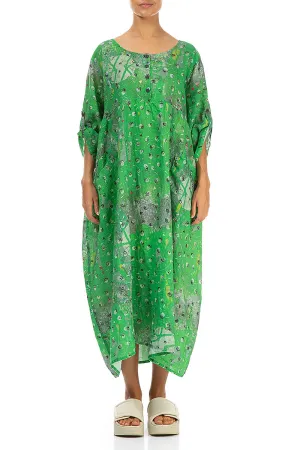 Buttoned Meadow Linen Dress