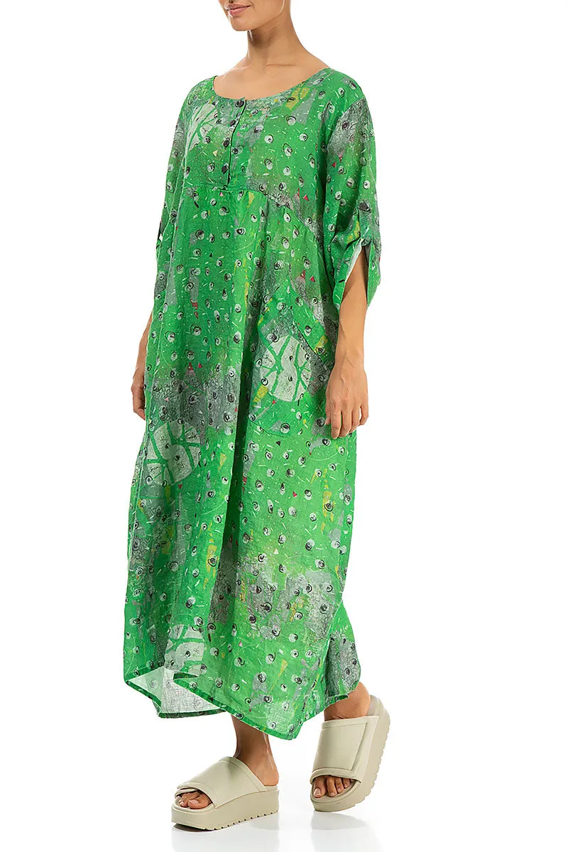 Buttoned Meadow Linen Dress