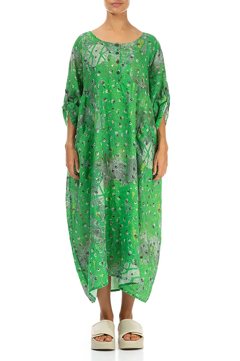 Buttoned Meadow Linen Dress