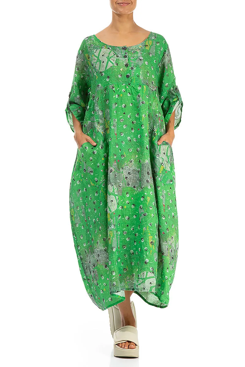 Buttoned Meadow Linen Dress