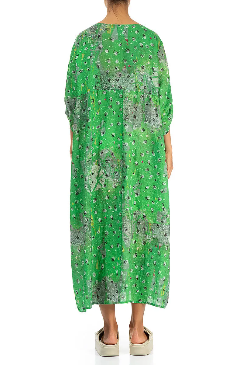 Buttoned Meadow Linen Dress