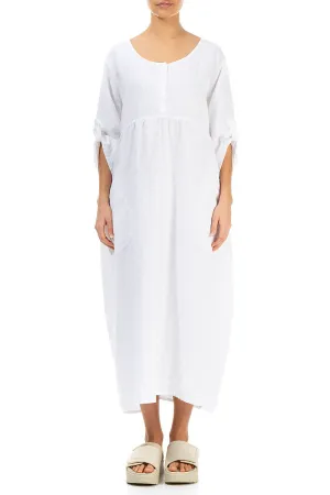 Buttoned White Linen Dress