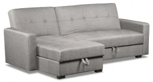 Caledon 2-Piece Linen-Look Left-Facing Futon Sectional - Steel