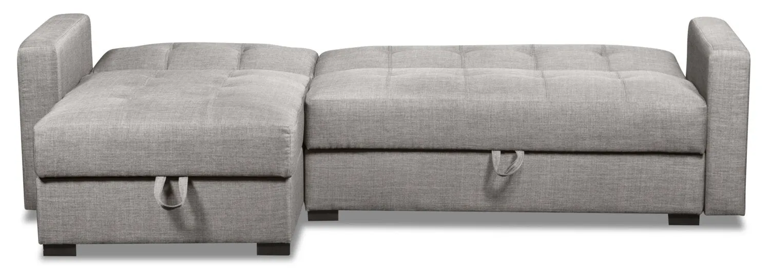 Caledon 2-Piece Linen-Look Left-Facing Futon Sectional - Steel