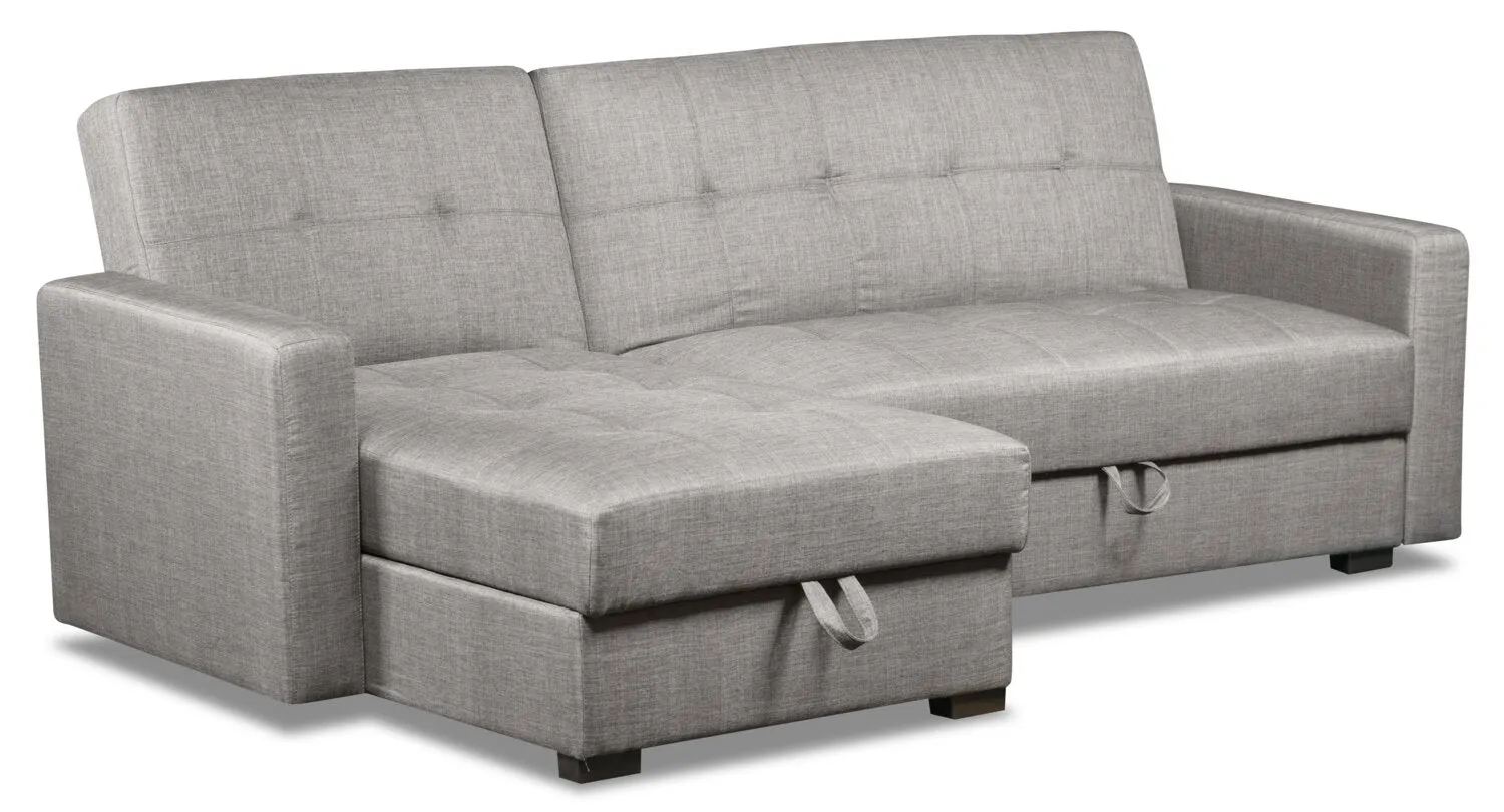 Caledon 2-Piece Linen-Look Left-Facing Futon Sectional - Steel
