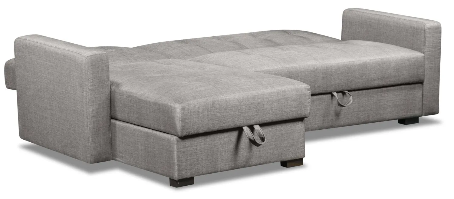 Caledon 2-Piece Linen-Look Left-Facing Futon Sectional - Steel