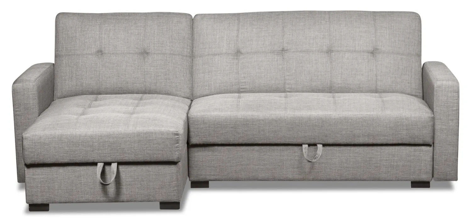 Caledon 2-Piece Linen-Look Left-Facing Futon Sectional - Steel