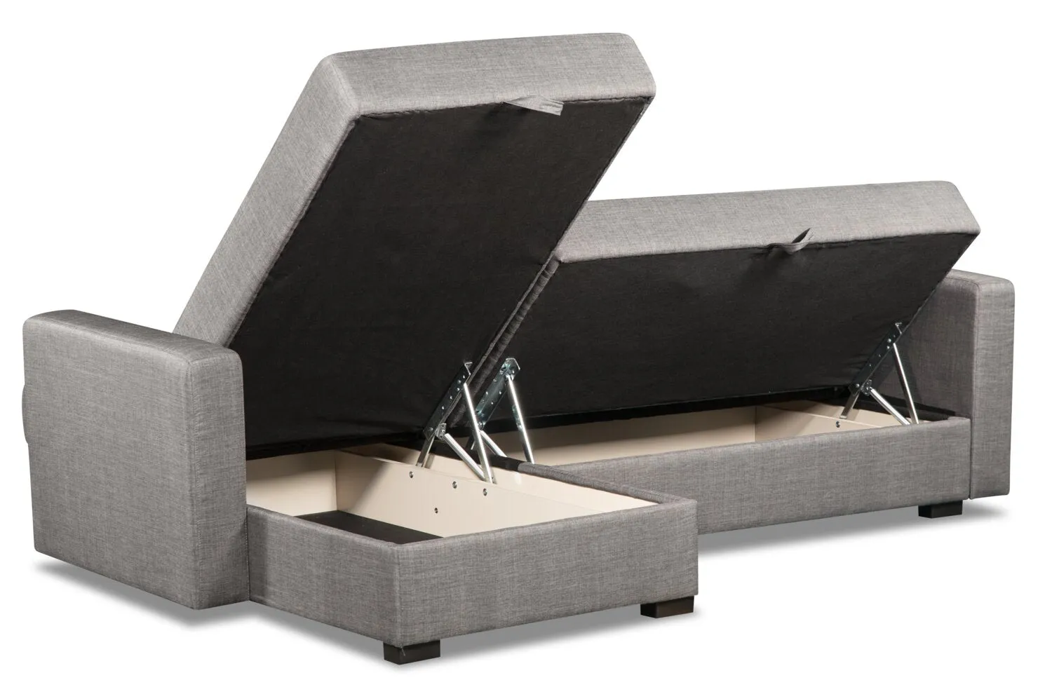 Caledon 2-Piece Linen-Look Left-Facing Futon Sectional - Steel