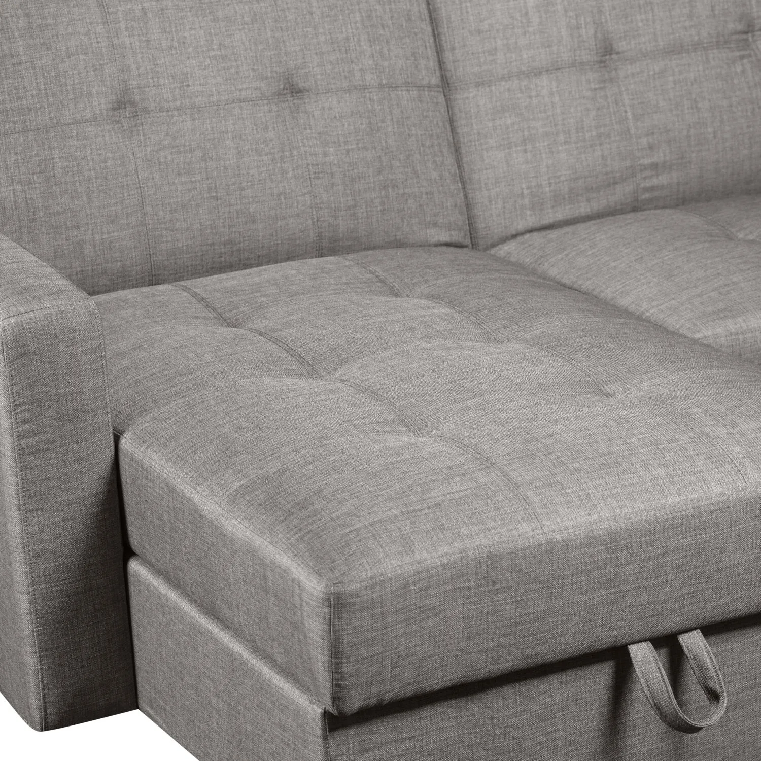 Caledon 2-Piece Linen-Look Left-Facing Futon Sectional - Steel