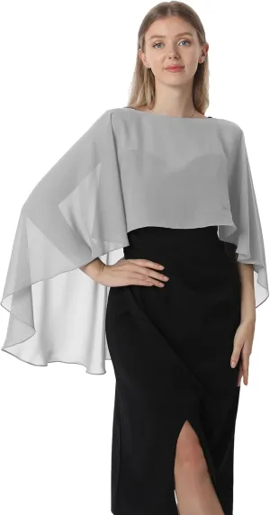 Capelets for women Chiffon Cape Shawls and Wraps for Evening Dress Wedding Capes Cover Up