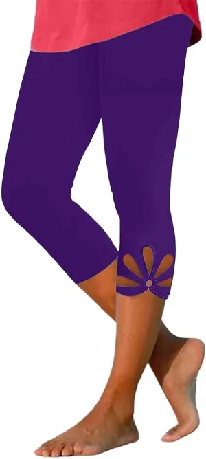 Capri Leggings for Women Summer Cropped High Waisted Knee Length Yoga Pants Comfy Stretchy Workout Compression Pants