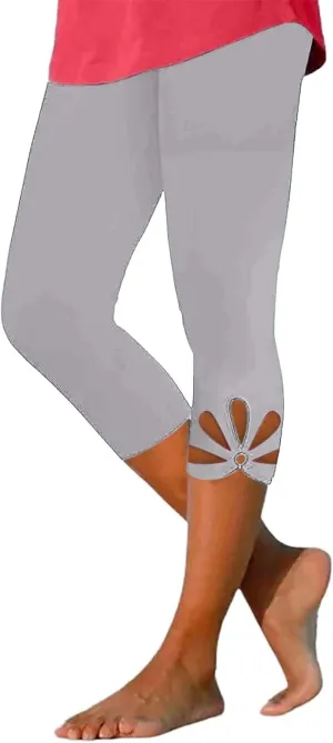 Capri Leggings for Women Summer Cropped High Waisted Knee Length Yoga Pants Comfy Stretchy Workout Compression Pants