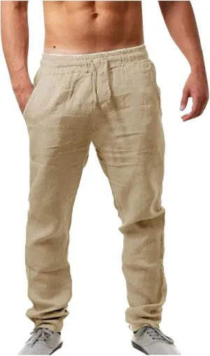 Cargo Work Pant Men Drawstring Waist Casual Pants Fitness Running Workout Sweatpants Baggy Joggers Sweat Pant