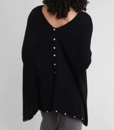 CASHMERE RHINESTONE TRIMMED TOPPER