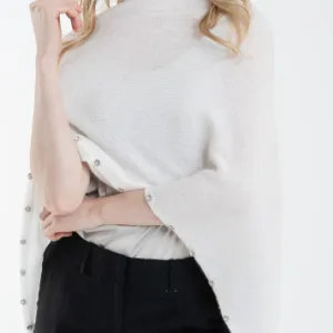 CASHMERE RHINESTONE TRIMMED TOPPER