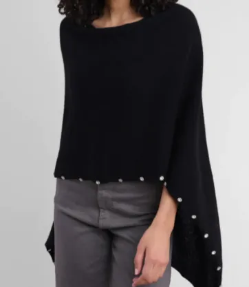 CASHMERE RHINESTONE TRIMMED TOPPER