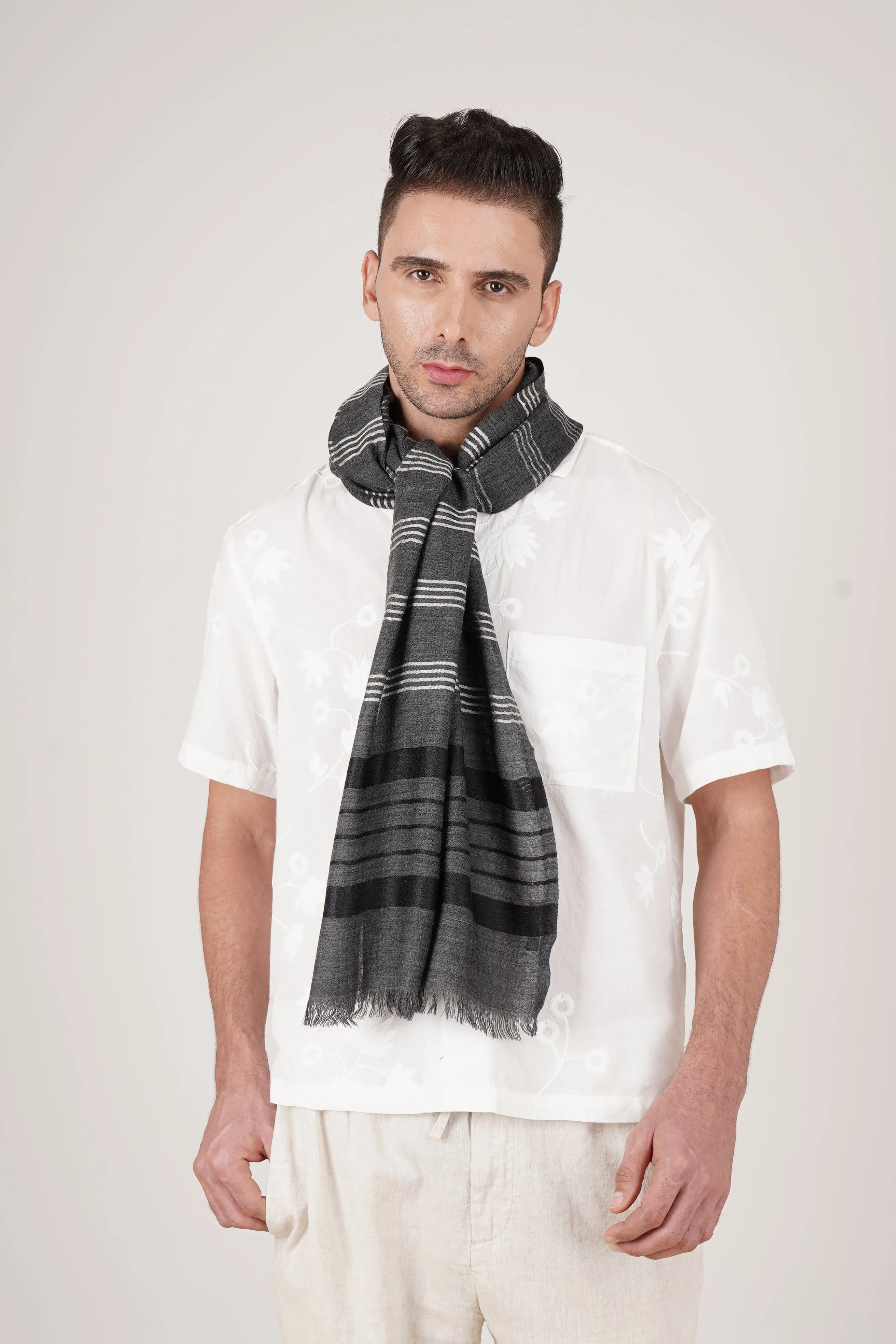Checks and Stripes Wool Wrap - Unisex Wrap