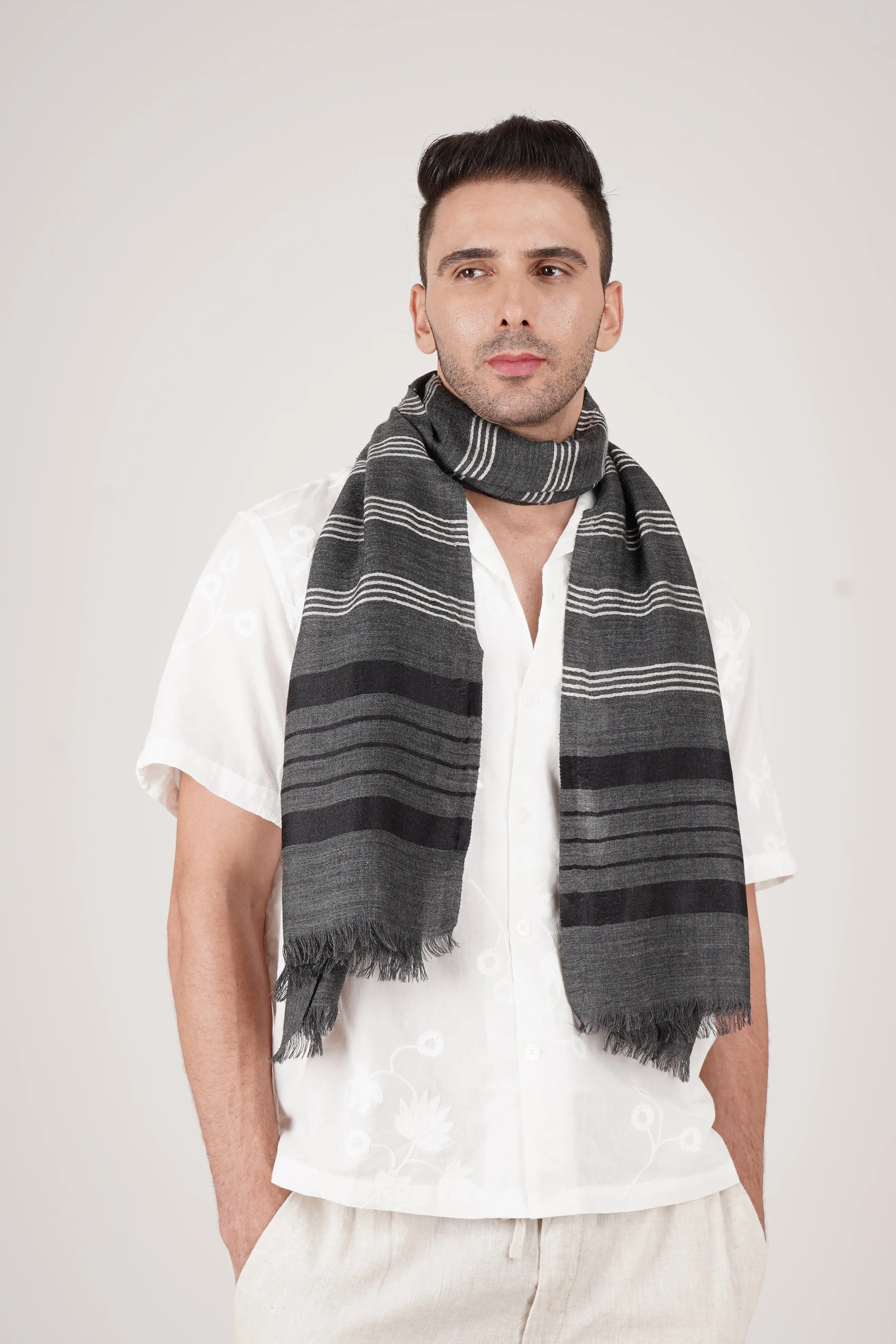 Checks and Stripes Wool Wrap - Unisex Wrap