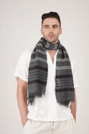 Checks and Stripes Wool Wrap - Unisex Wrap