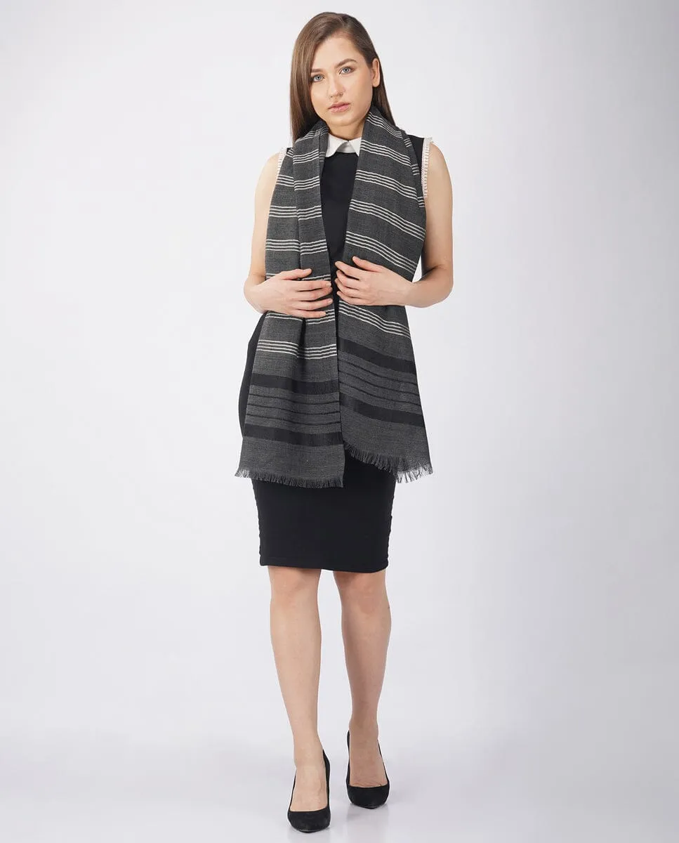 Checks and Stripes Wool Wrap - Unisex Wrap