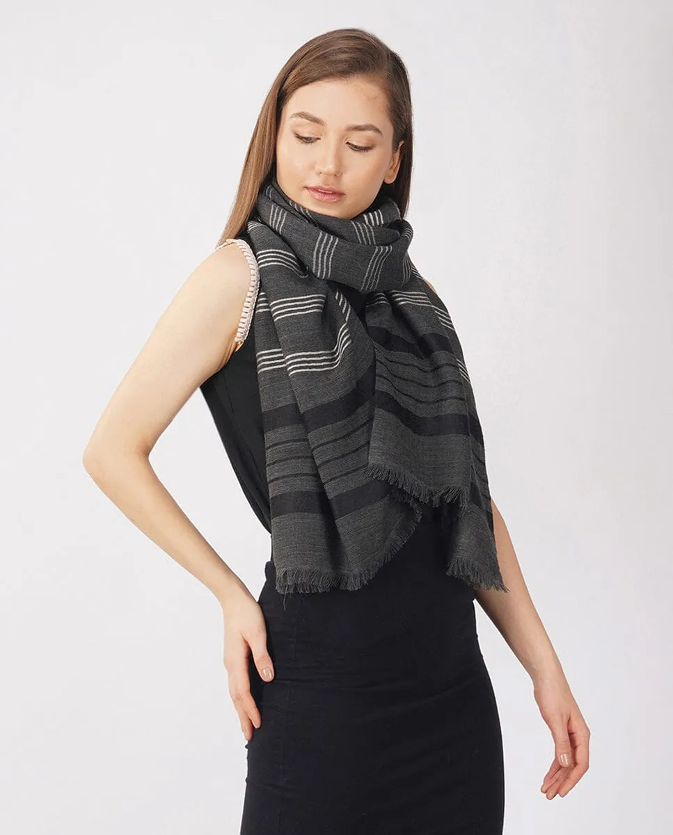 Checks and Stripes Wool Wrap - Unisex Wrap