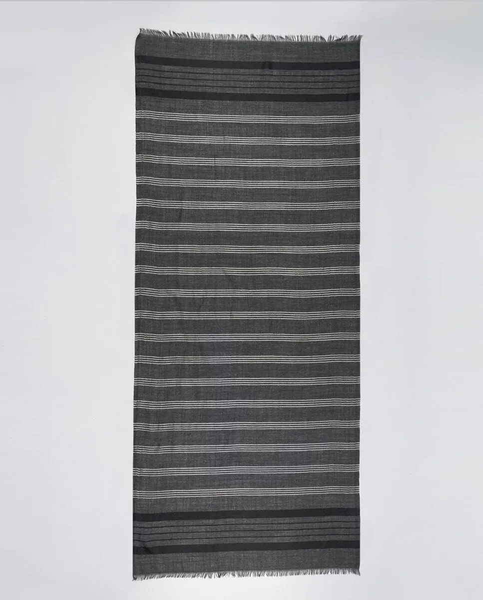 Checks and Stripes Wool Wrap - Unisex Wrap