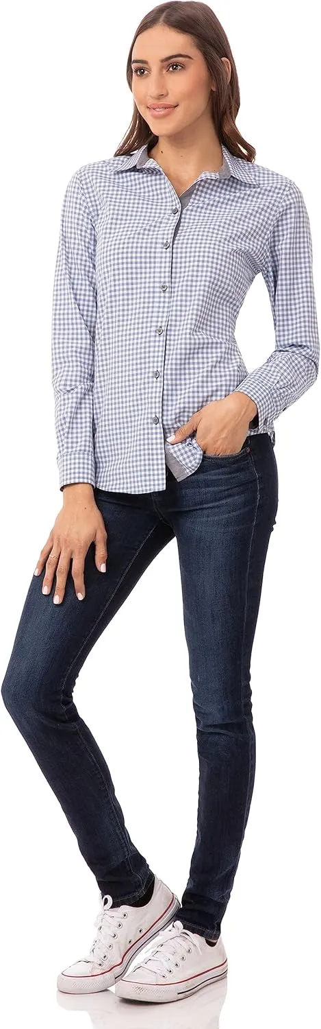 Chef Works Women's Modern Gingham Long Sleeve Dress Shirt