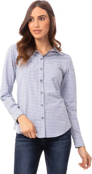 Chef Works Women's Modern Gingham Long Sleeve Dress Shirt