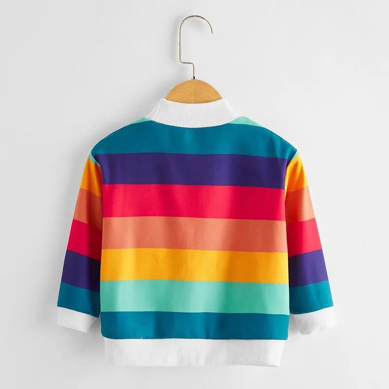 Color Stripe Printing Sweatshirts For Toddler Girls Wholesale Children's Clothing