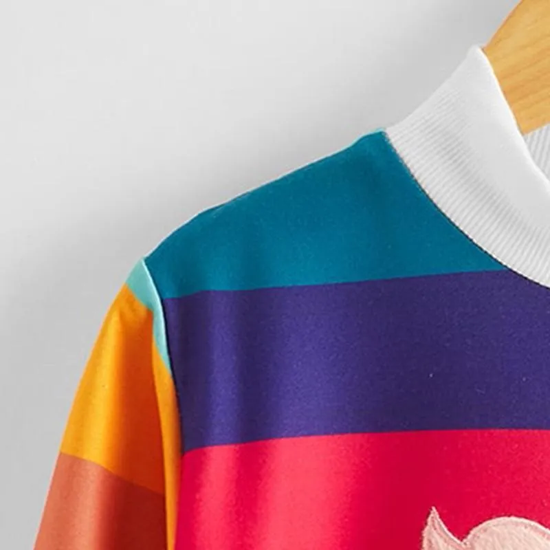 Color Stripe Printing Sweatshirts For Toddler Girls Wholesale Children's Clothing