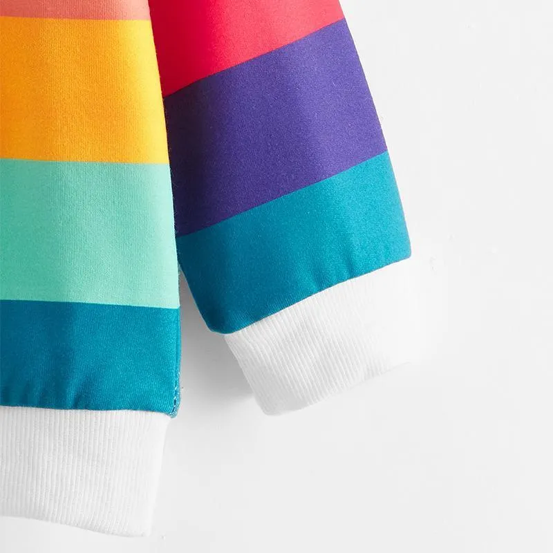 Color Stripe Printing Sweatshirts For Toddler Girls Wholesale Children's Clothing