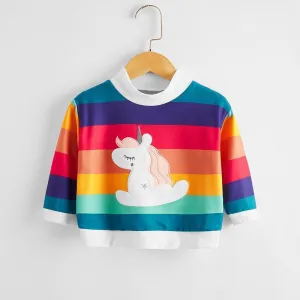 Color Stripe Printing Sweatshirts For Toddler Girls Wholesale Children's Clothing