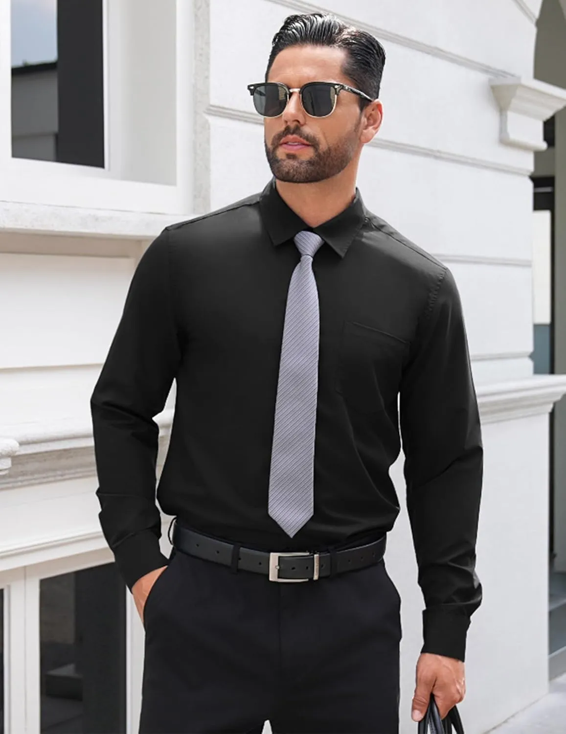 COOFANDY Mens Dress Shirts Long Sleeve Button Down Shirts Untucked Wrinkle-Free Business Casual Shirts