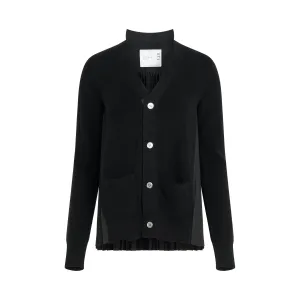 Cotton Knit Cardigan in Black