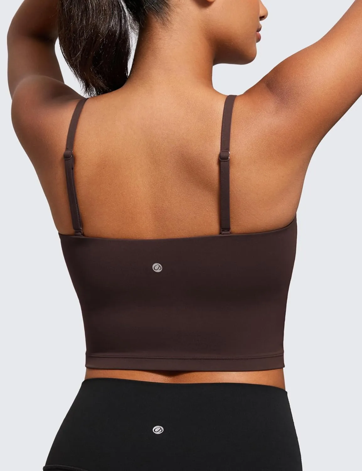 CRZ YOGA Butterluxe Cami Longline Sports Bras for Women - Square Neck Adjustable Padded Workout Crop Tank Top Camisole
